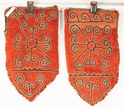 Lot 280 - A pair of felt Ok-bash, Uzbekistan, with a...