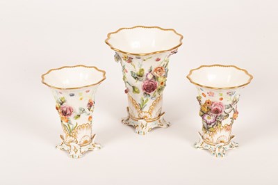 Lot 502 - A garniture of three Spode vases, of flared...