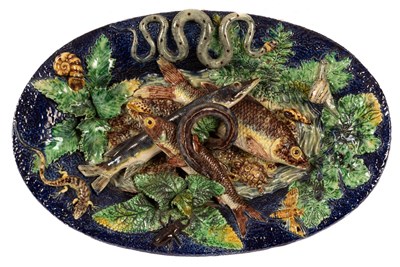 Lot 532 - A French majolica Palissy style trompe-l'oeil...