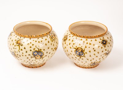 Lot 535 - Two Cantagalli majolica globular vases, with...