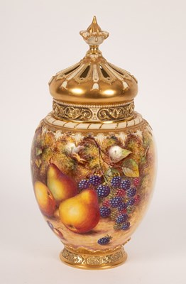 Lot 545 - A large Royal Worcester pot-pourri vase and...