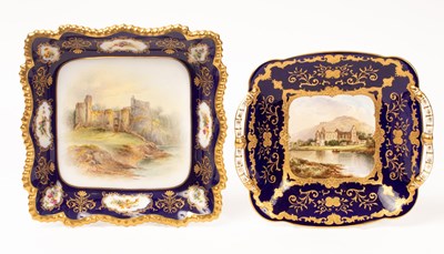 Lot 550 - A Royal Worcester square dessert dish painted...