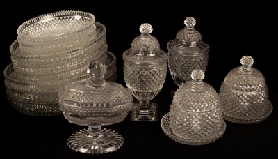 Lot 572 - A quantity of heavy diamond-cut glass...