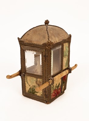 Lot 591 - A French fabric covered model of a sedan chair,...