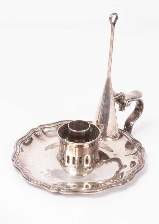 Lot 4 - A Victorian silver chamber stick, Creswick &...