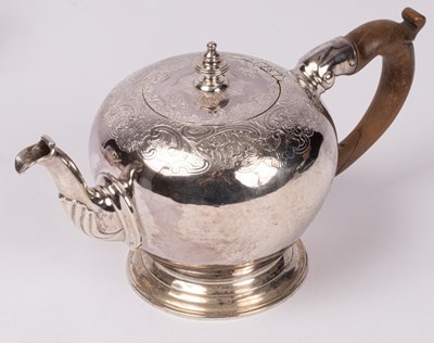 Lot 29 - A George II silver bullet-shaped teapot,...