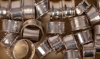 Lot 39 - A set of six silver napkin rings, Walker &...