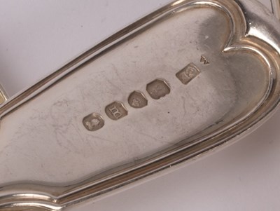 Lot 48 - A matched fiddle and thread pattern silver...