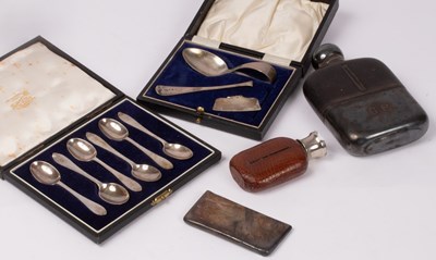 Lot 63 - A set of six silver coffee spoons, Wakely &...