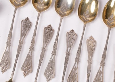 Lot 72 - A set of twelve Victorian silver and silver...