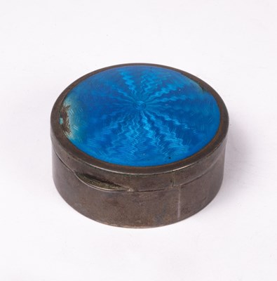 Lot 76 - A silver and blue enamel round trinket box,...