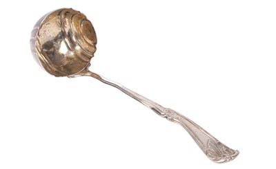 Lot 90 - A Dutch silver soup ladle, the handle...