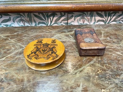 Lot 115 - A 19th Century wooden snuff box, the cover...