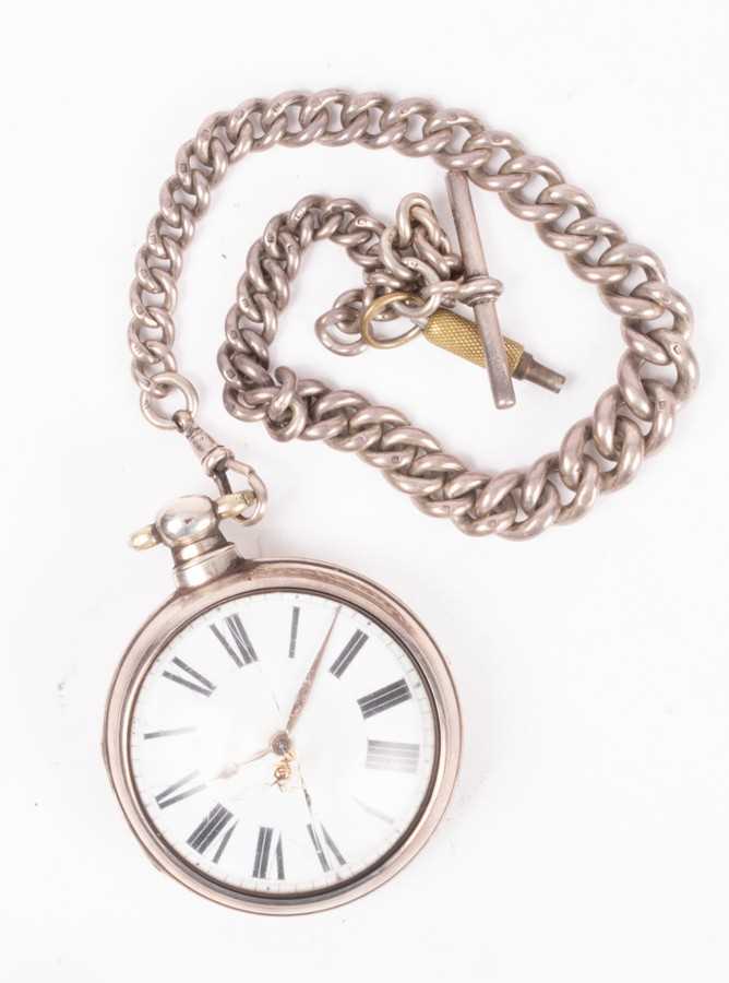 Lot 126 - A silver verge escapement pocket watch, J...