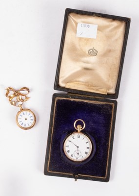 Lot 133 - Two lady's gold cased watches, the first a...