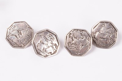 Lot 167 - A pair of silver cufflinks, adapted from...