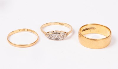 Lot 175 - A 22ct gold wedding band, another 22ct gold...