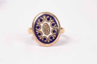 Lot 189 - An oval gold coloured and enamel mount on a...