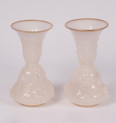 Lot 222 - A pair of French white opaline glass vases,...