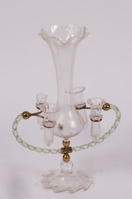 Lot 228 - An English glass epergne, the central vase...