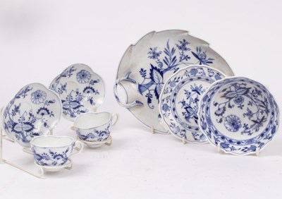 Lot 231 - Meissen blue onion pattern, pair tea cups and...