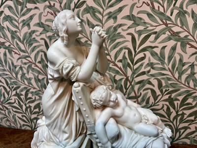 Lot 235 - A Parian Ware mother and child, 19th Century,...