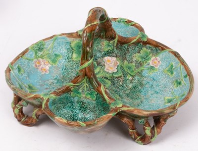 Lot 236 - A George Jones majolica strawberry dish, 30cm...