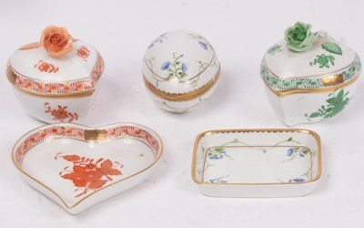 Lot 246 - Three Herend dressing table pots and covers...