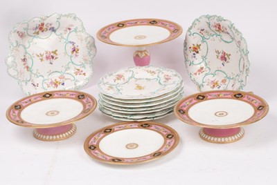 Lot 247 - An English porcelain part dessert service,...