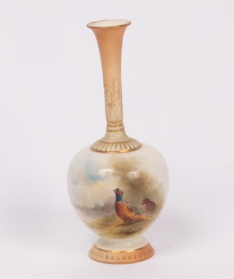 Lot 248 - A Royal Worcester small bottle vase, painted...