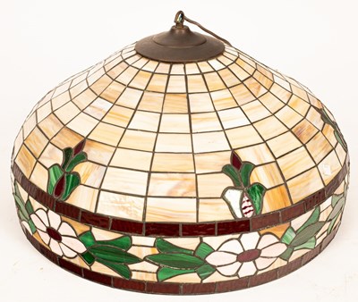 Lot 293 - A Tiffany style ceiling light shade, floral...