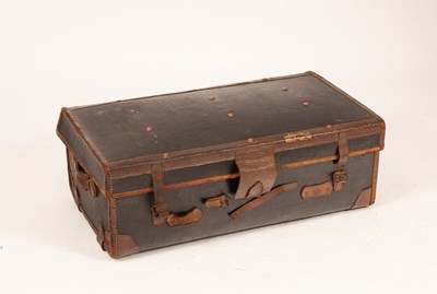 Lot 294 - A leather two-handled suitcase with a studded...