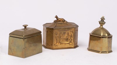 Lot 321 - Two brass tobacco jars, one dated 1854 and...