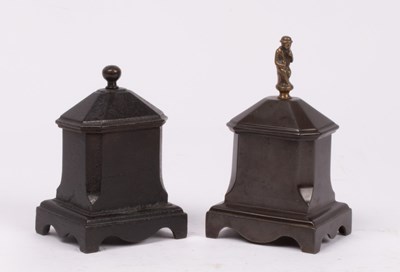 Lot 328 - Two Regency cast iron tobacco boxes, one with...