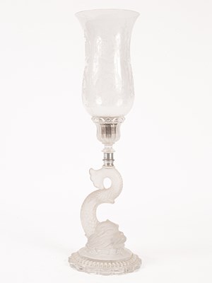 Lot 220 - A 20th Century Baccarat moulded glass hurricane lamp