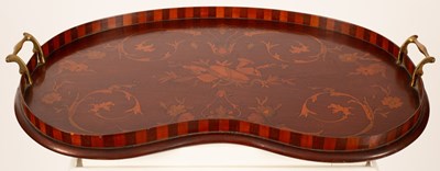 Lot 352 - An Edwardian inlaid kidney-shaped tray with...