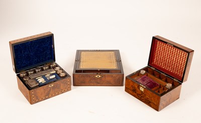 Lot 354 - Three Victorian walnut dressing cases