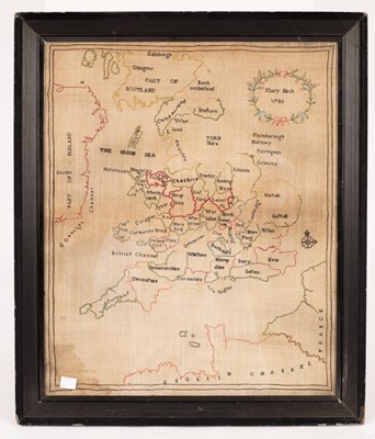 Lot 363 - A needlework map, Mary Birch 1782, showing...