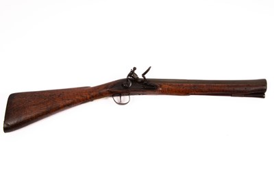 Lot 381 - A flintlock blunderbuss with brass barrel,...