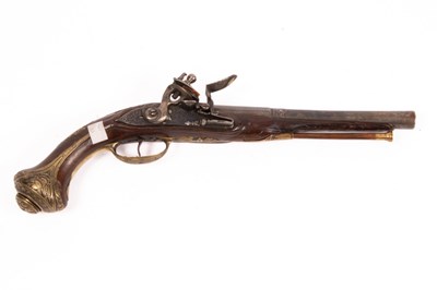 Lot 402 - An 18th Century Eastern flintlock pistol with...