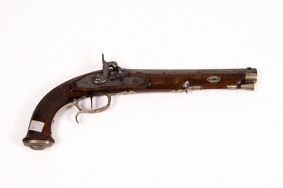 Lot 406 - A German percussion cap pistol with engraved...