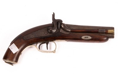 Lot 407 - A double-barrel percussion cap pistol with...