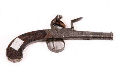 Lot 410 - A Queen Anne flintlock pistol by Farmer, with...