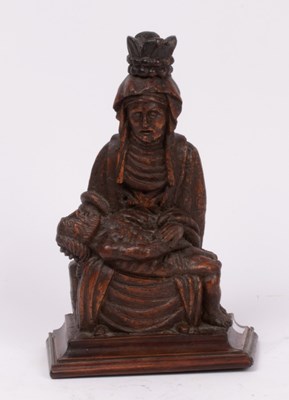 Lot 415 - A 17th Century carved oak Lamentation, 31.5cm...