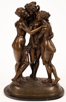 Lot 423 - A Bronze figure group of the Three Graces,...