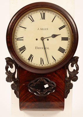 Lot 466 - A mahogany striking drop dial, the 13 inch...