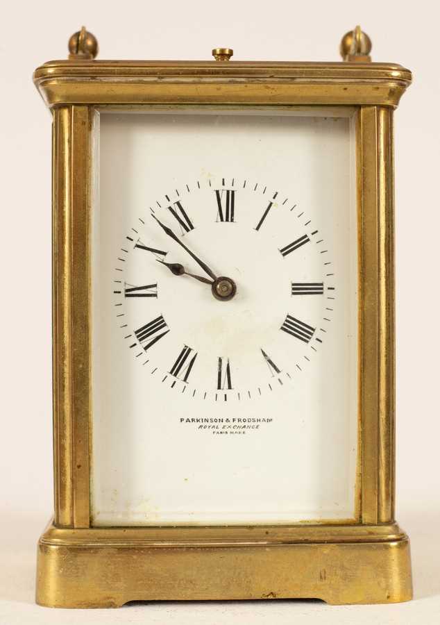 Lot 488 - A gilt brass cased carriage clock with repeat...