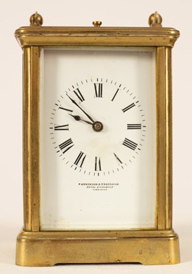 Lot 488 - A gilt brass cased carriage clock with repeat...