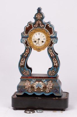 Lot 490 - A French Boulle and painted cased mantel clock,...