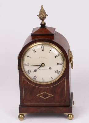 Lot 492 - A brass inlaid mahogany mantel timepiece with...